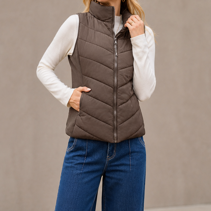 Layerly – Stand Collar Quilted Puffer Vest