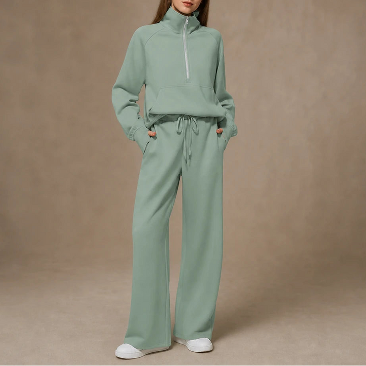 Ease & Elsewhere – Ribbed Oversized Top And Wide-Leg Pants Set