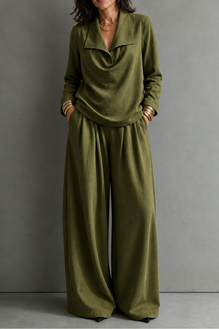 Wearbella – Ribbed Knit Draped Top. And Pants Set