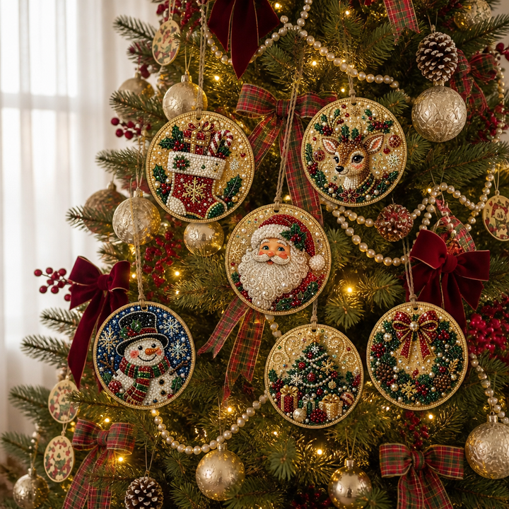 Yulebright – Beaded Gemstone Ornament Kit, Set Of 6