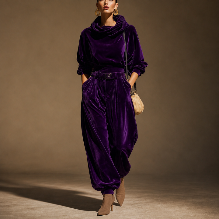 Veloura – Belted Velvet Hoodie And Trouser Set
