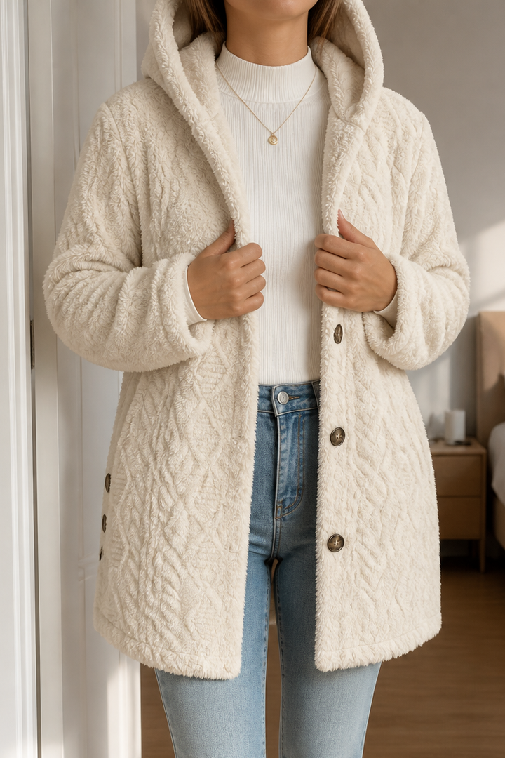 Wearbella – Cable-Knit Hooded Longline Coat