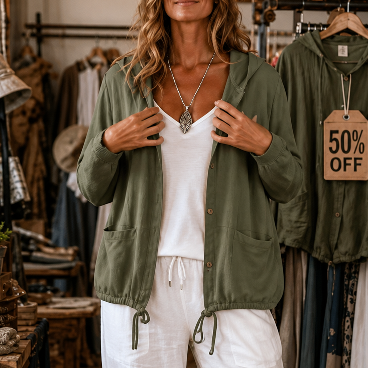 Wearbella – Adjustable Drawstring Hooded Lightweight Jacket