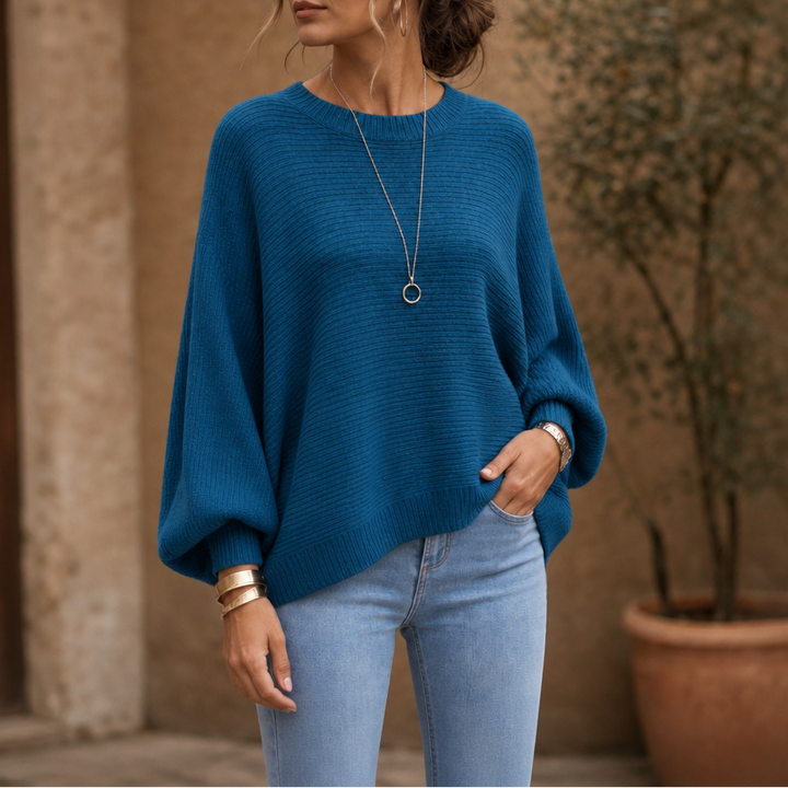 Drapeva – Fitted Cuff Batwing Knit Pullover