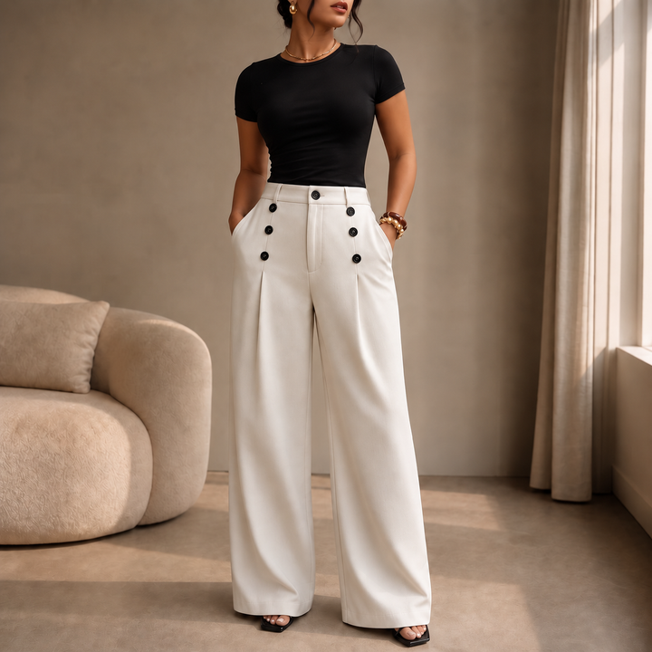 Bellora – High-Waisted Pleated Wide-Leg Trousers