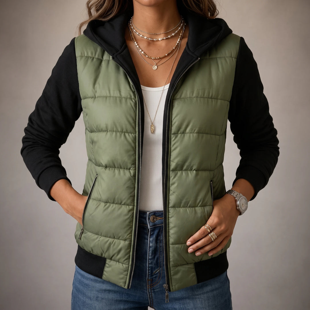 Layerelle – Quilted Panel Hooded Knit Jacket