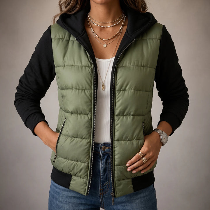 Layerelle – Quilted Panel Hooded Knit Jacket