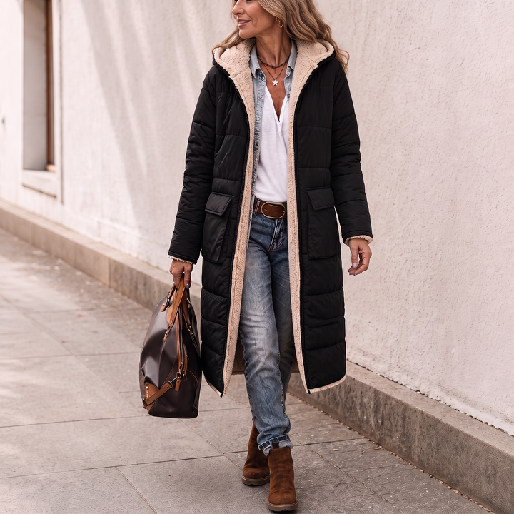 Veluna – Reversible Quilted Sherpa Winter Coat