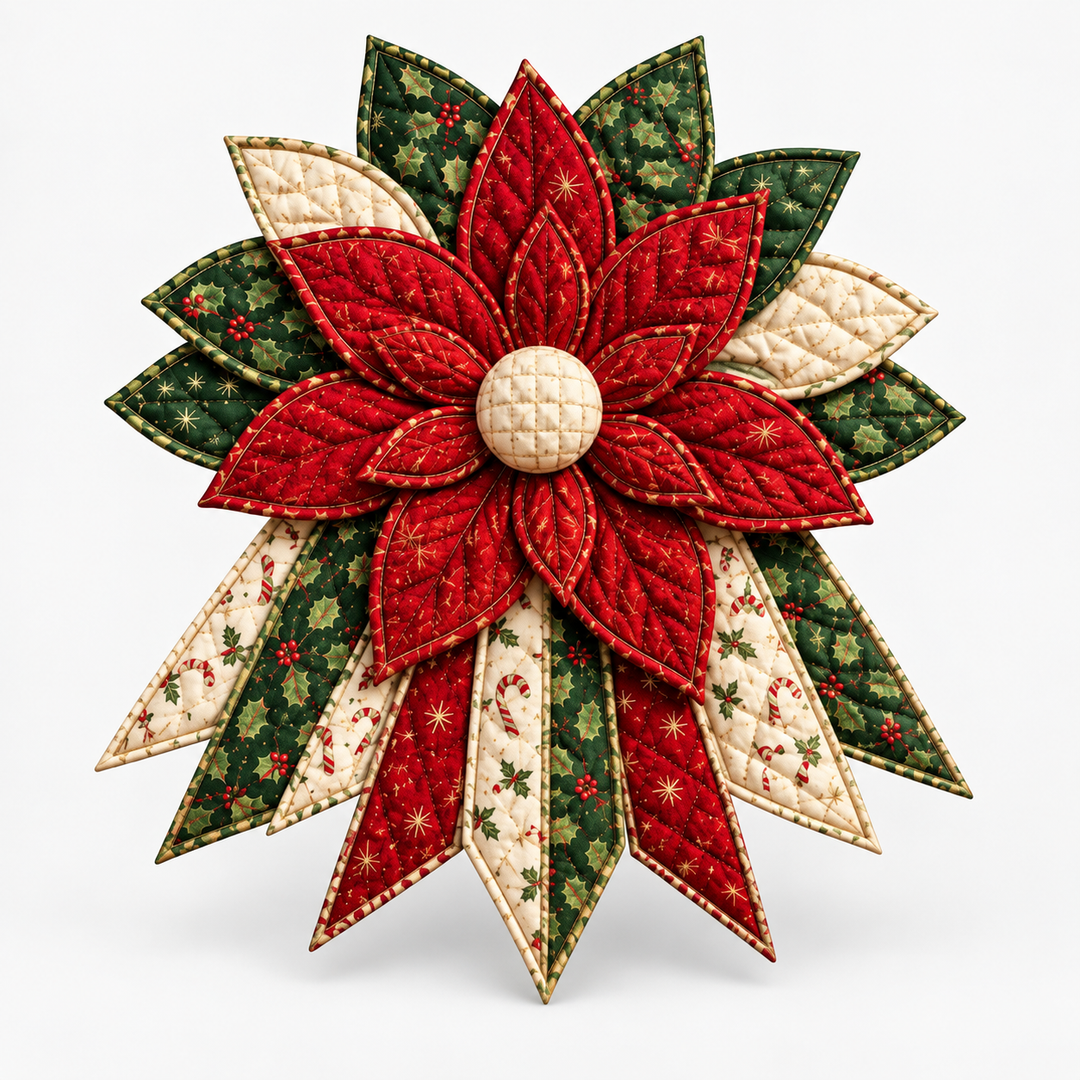 Patchwork & Bow – Quilted Poinsettia Christmas Bow Sewing Kit