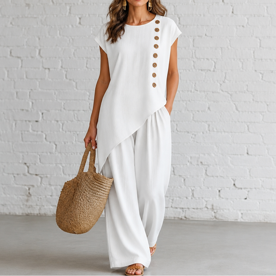 Wearbella – Asymmetric Hem Roomy-Fit Top And Pants Set