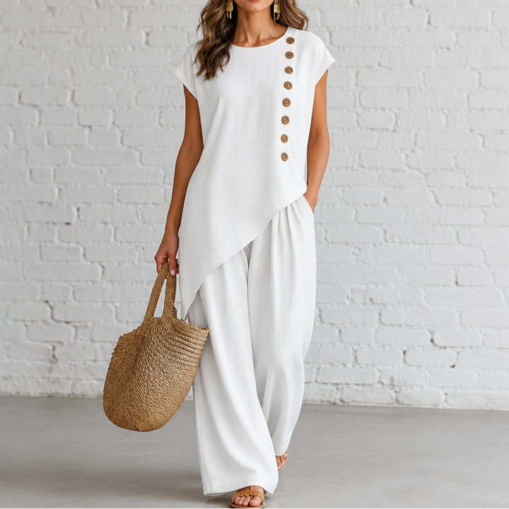 Wearbella – Asymmetric Hem Roomy-Fit Top And Pants Set