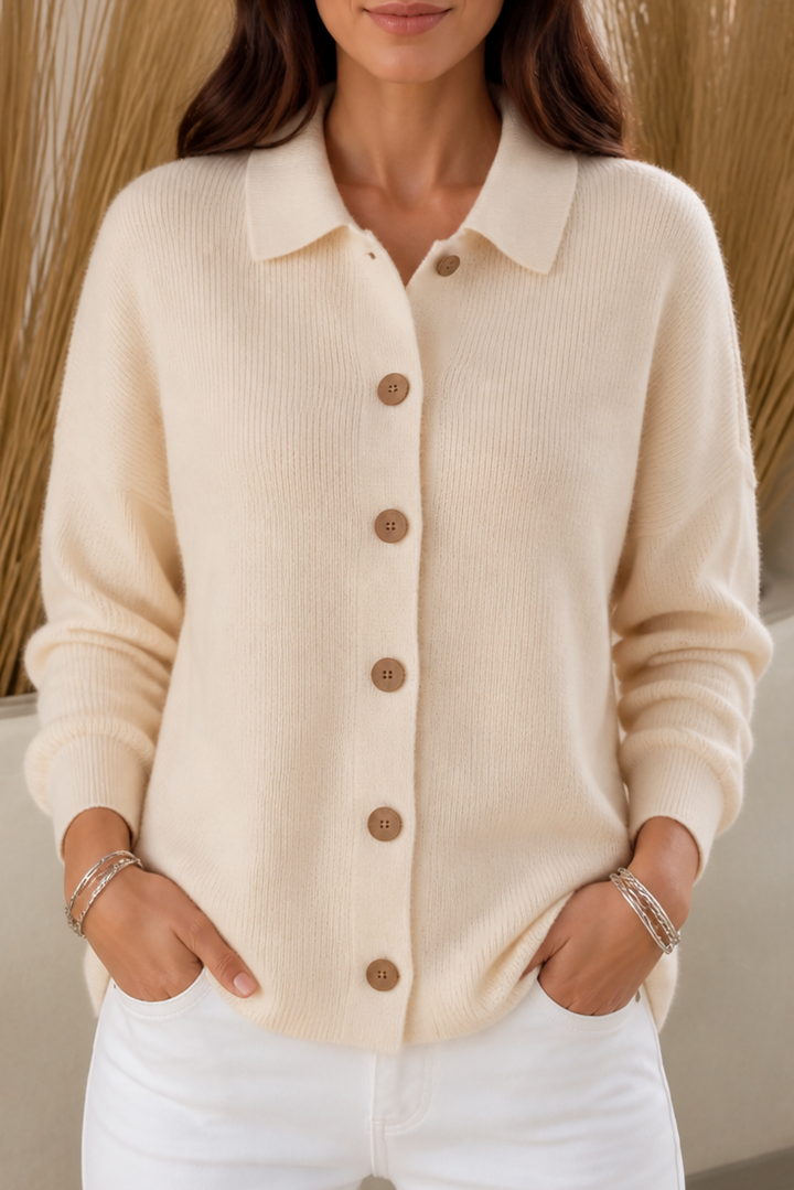 Softshirt – Knit Collared Button-Down Cardigan