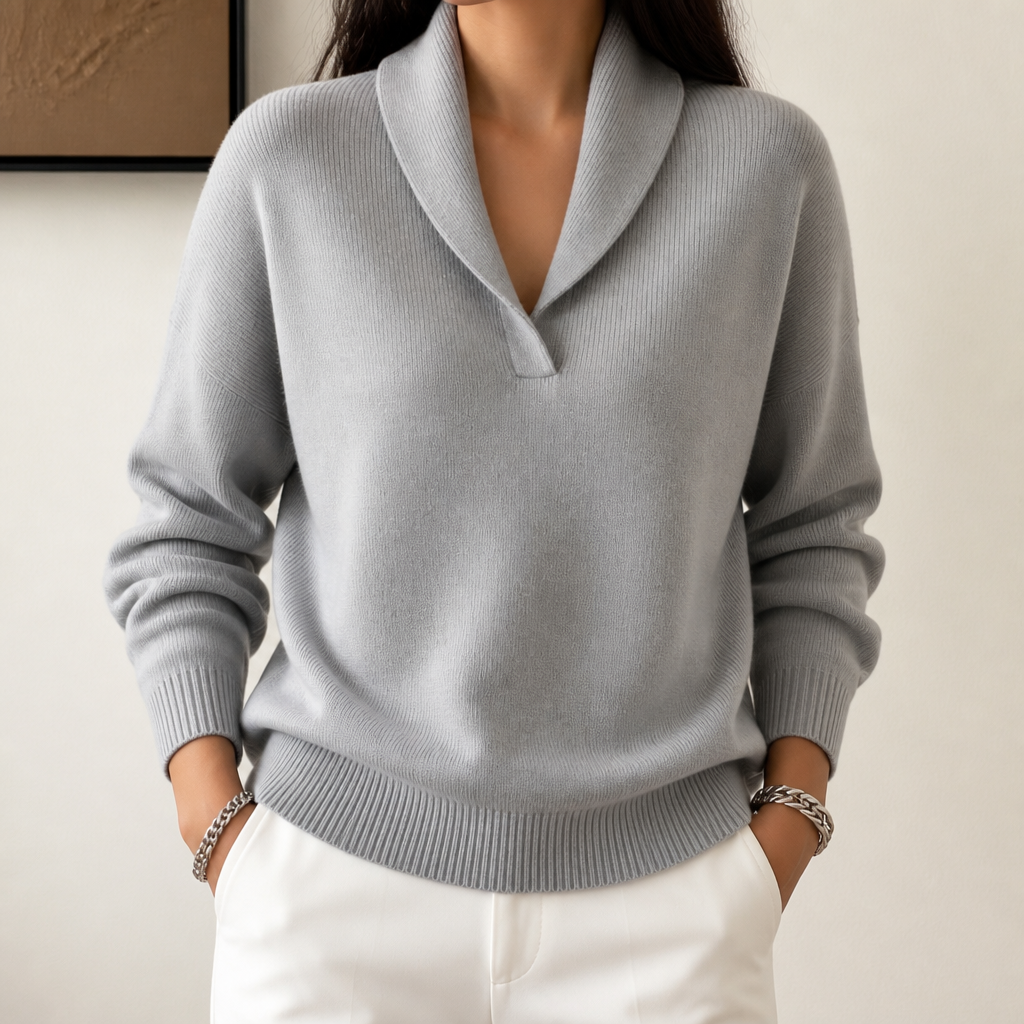 Wrapstead – Shawl Collar Ribbed Knit Pullover Sweater