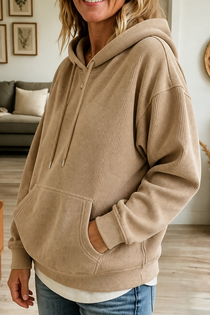 Corduvie – Ribbed Corduroy-Look Hoodie With Pockets