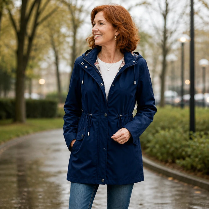 Plaidwell – Detachable Hood Adjustable Waist Rain Jacket