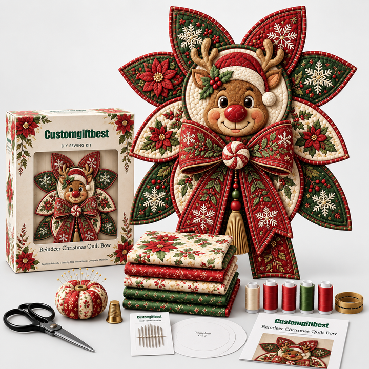 Stitchmas Bow Kit – DIY Fabric Santa Ornament Sewing Kit