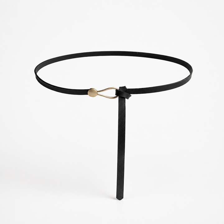 Wearbella – Sculptural Hook Buckle Slim Leather Belt