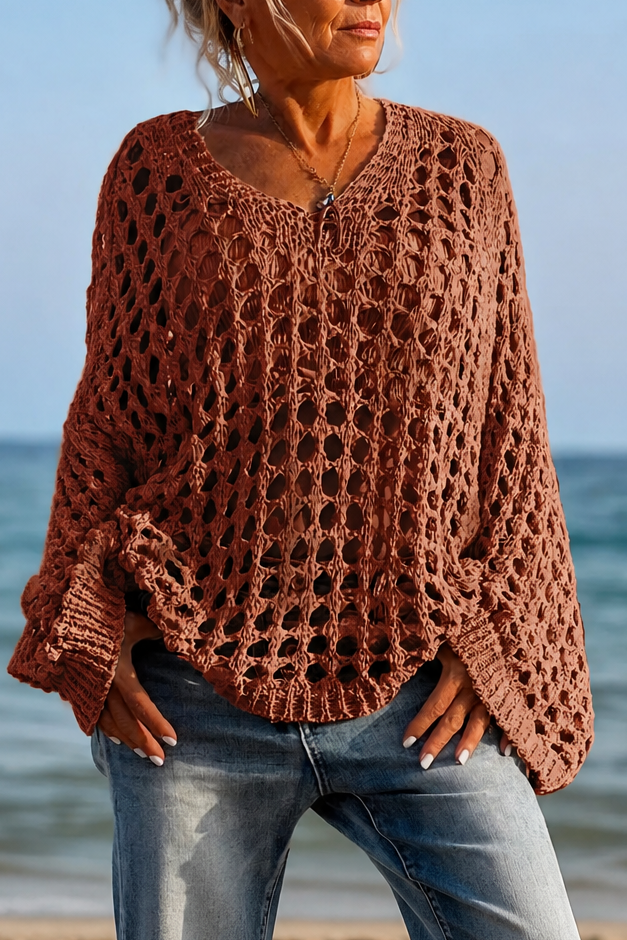 Sunlace – Open-Knit Off-Shoulder Oversized Sweater