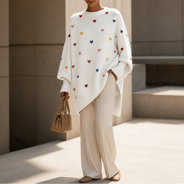 Heartwell – Colorful Heart Batwing Sweater