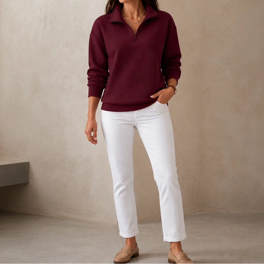 Collara – Textured Quarter-Zip Collared Pullover