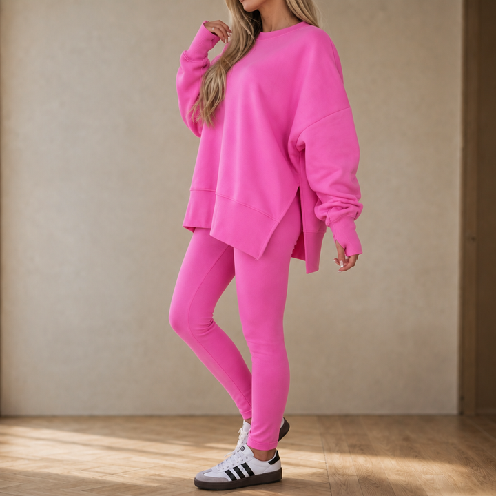 Ease & Grace – Side-Slit Sweatshirt And Leggings Set