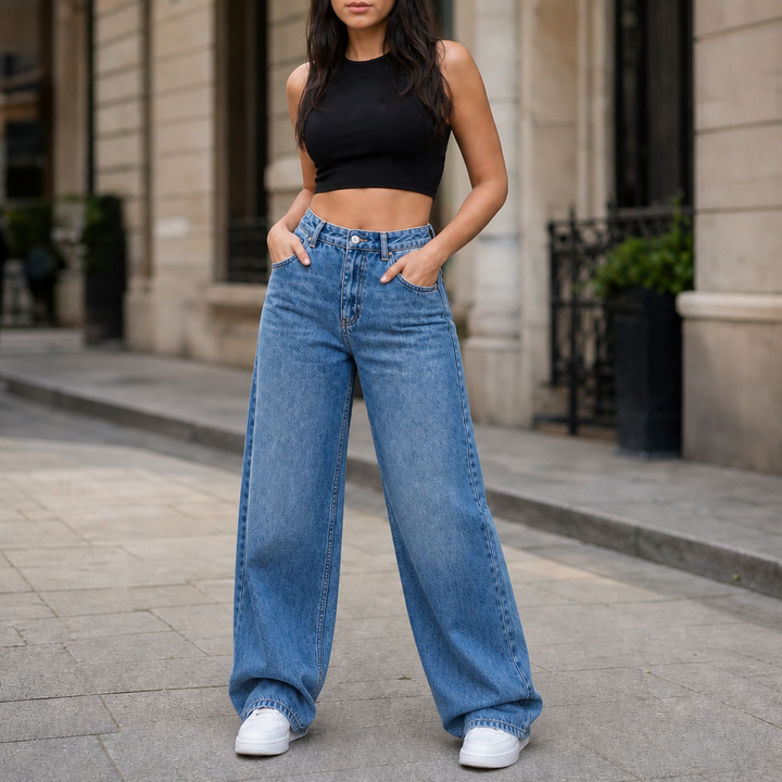 Vela Denim – High-Rise Relaxed Straight-Leg Jeans