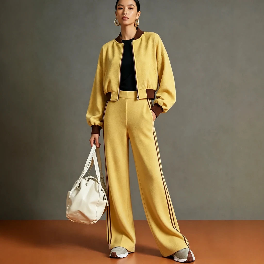 Set Theory – Bomber Jacket And Wide-Leg Pants Set