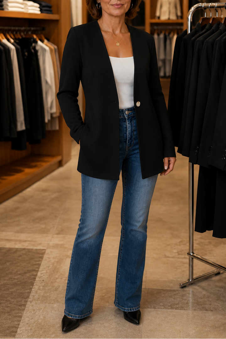 Linevalle – V-Neck Single-Button A-Line Blazer