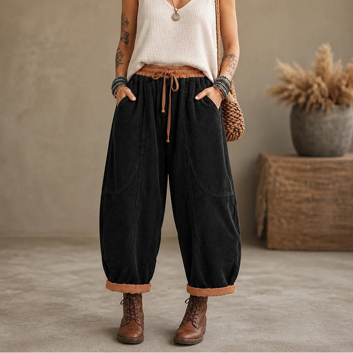 Colora – Color-Block Cropped Wide-Leg Pants