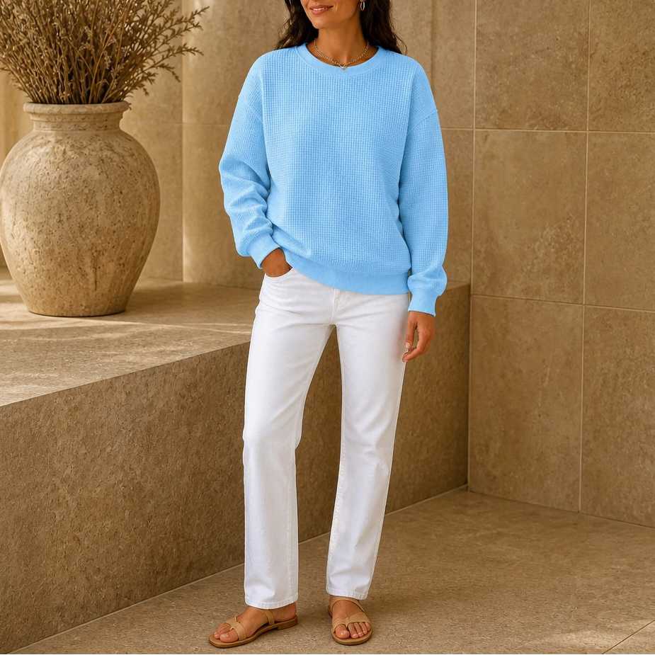 Waffle & Wear – Waffle-Knit Crew-Neck Top