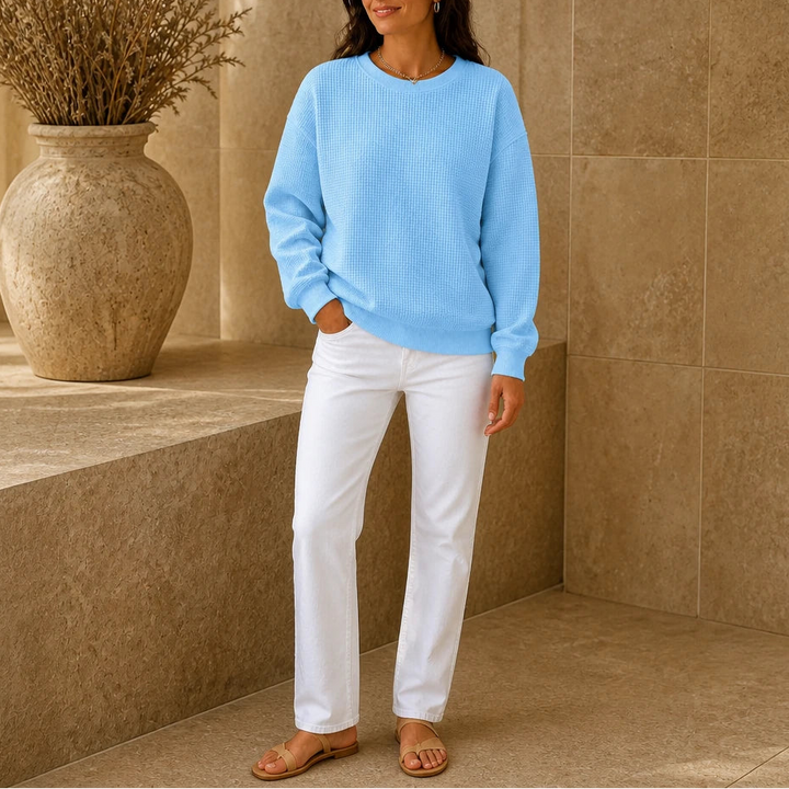 Waffle & Wear – Waffle-Knit Crew-Neck Top