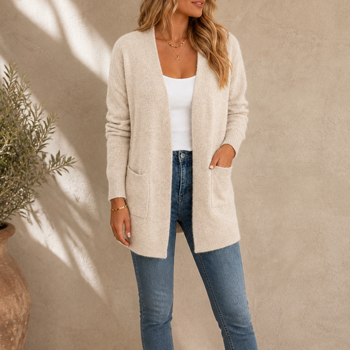 Mayfield – Longline Open-Front Wool Knit Cardigan