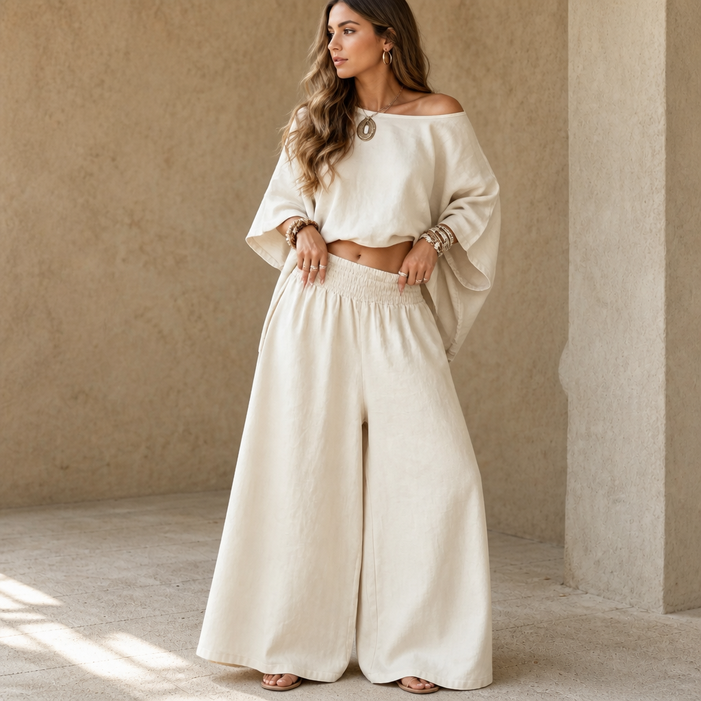 Elowen Set – Oversized Twill Top And Wide-Leg Pants Set
