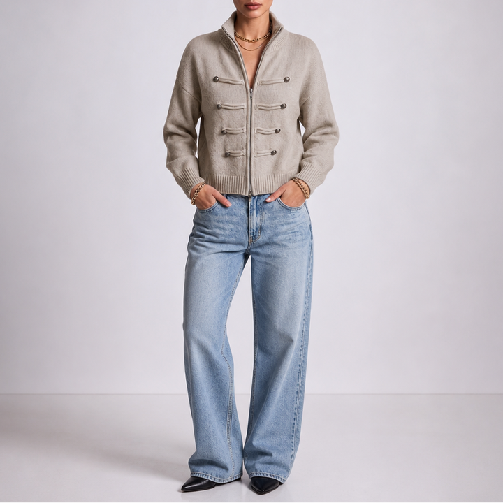 Wearbella – Hussar Knot-Detail Zip Cardigan