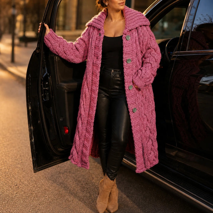 Cable & Clover – Chunky Cable-Knit Oversized Cardigan