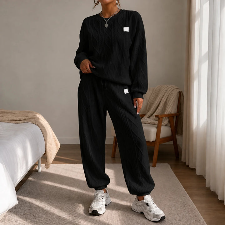 Cablea – Cable-Knit Sweater And Jogger Set