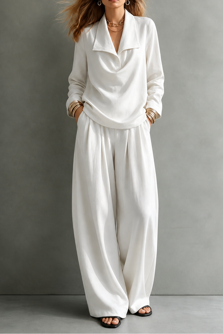 Wearbella – Ribbed Knit Draped Top. And Pants Set