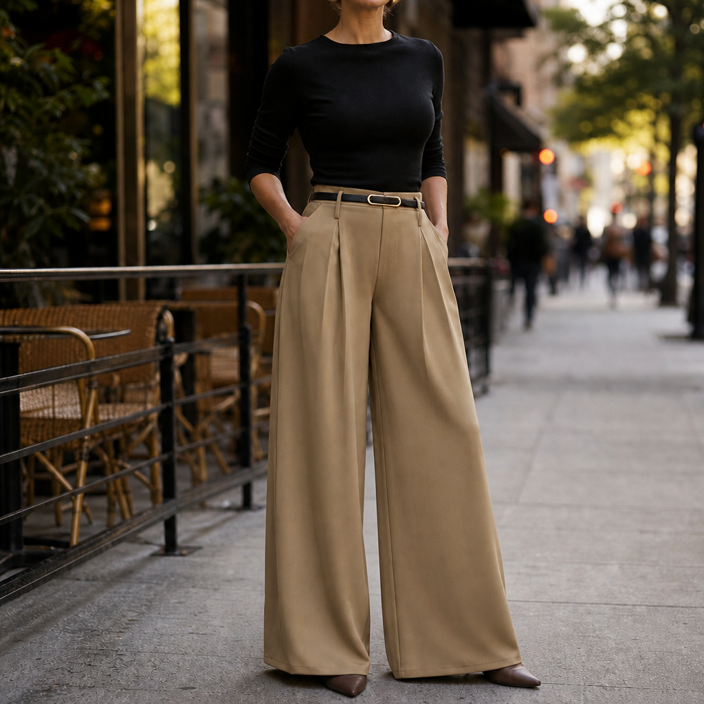 Lunetta – High-Waisted Pleated Wide-Leg Trousers