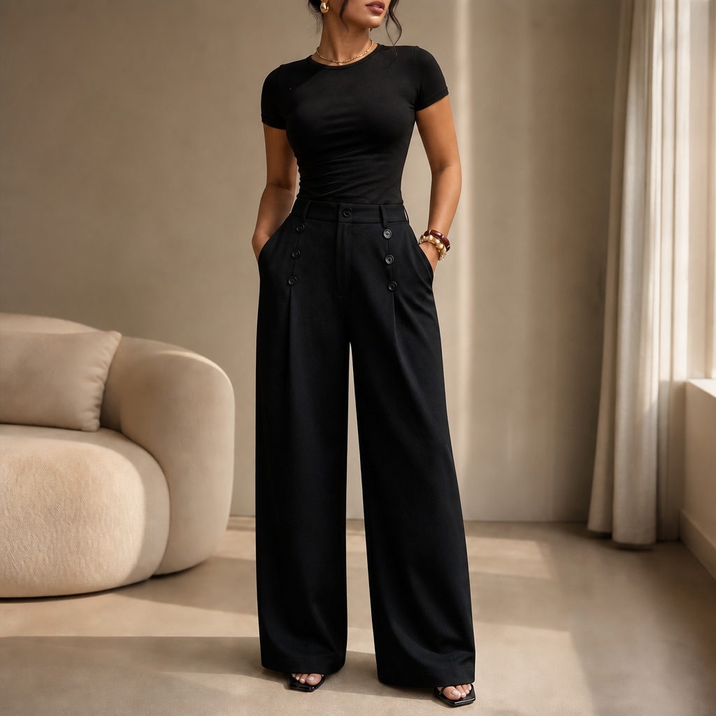 Bellora – High-Waisted Pleated Wide-Leg Trousers