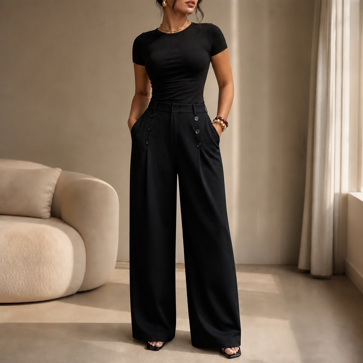 Bellora – High-Waisted Pleated Wide-Leg Trousers