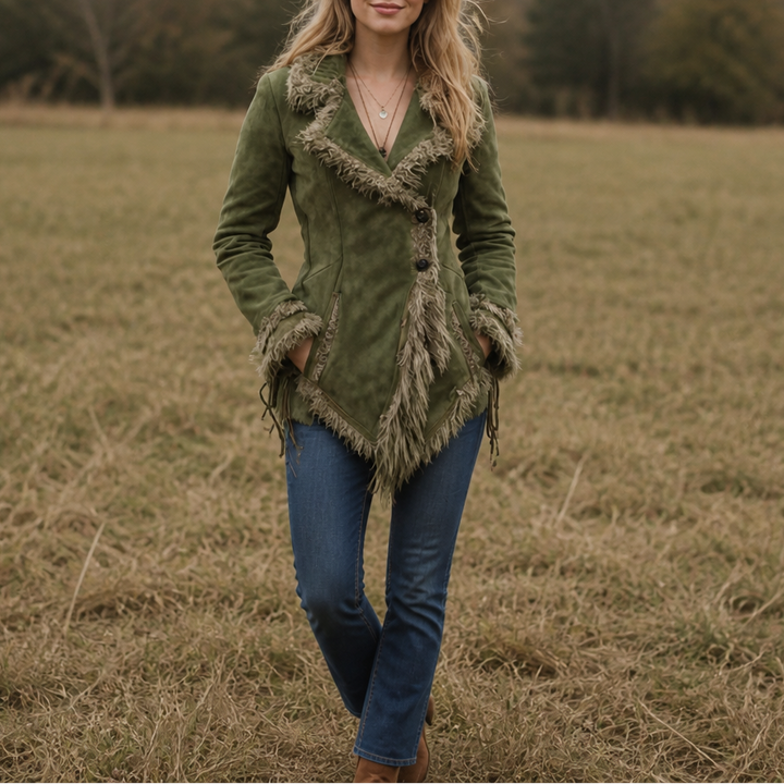 Westella – Faux Suede Fringe Western Jacket