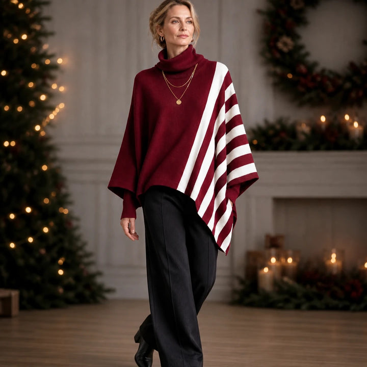 Striata – Asymmetric Striped Turtleneck Sweater