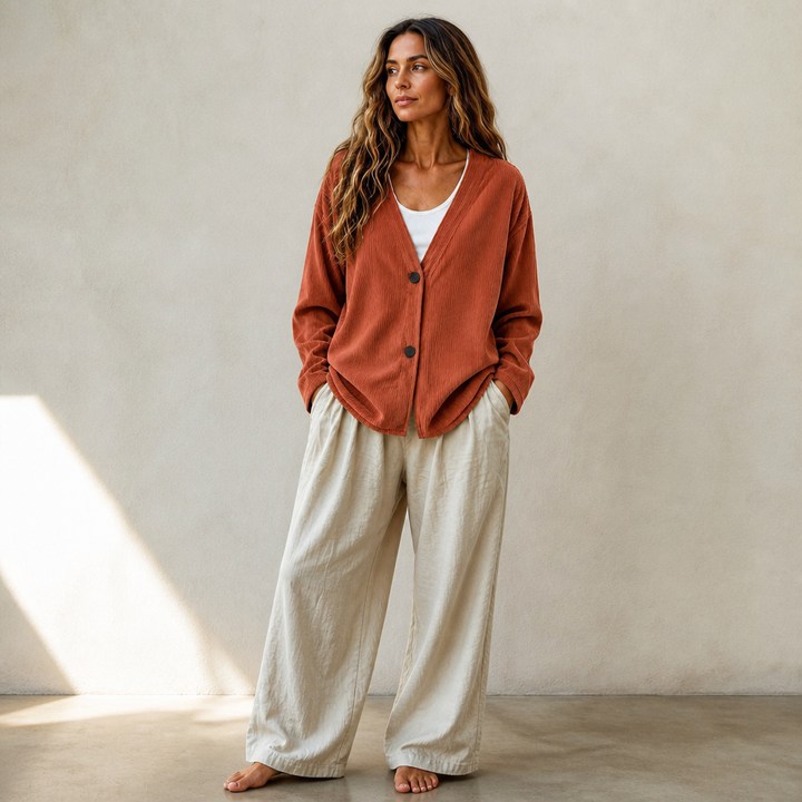 Corabelle – Rib Open-Front V-Neck Cardigan