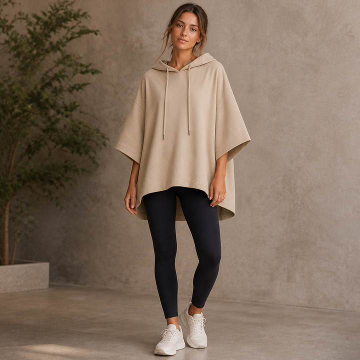 Wearlyn – Oversized Half-Sleeve Hooded Poncho Sweatshirt
