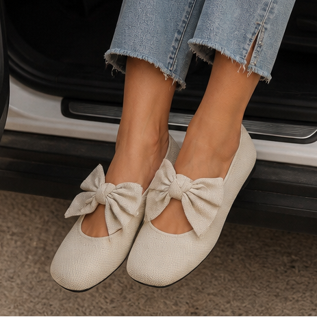 Bowelle – Knit Square-Toe Bow Flats