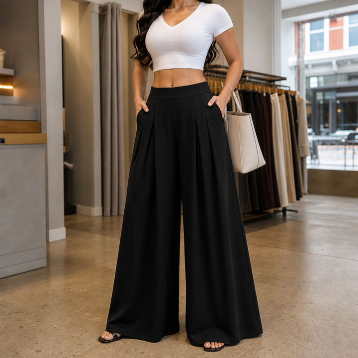 Velaform – High-Waisted Pleated Wide-Leg Trousers