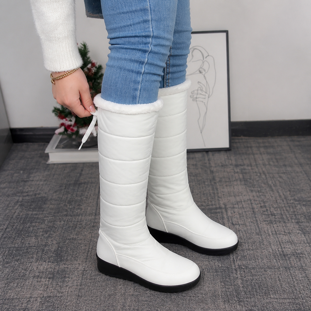 Calevra – Drawstring Over-The-Knee Quilted Snow Boots