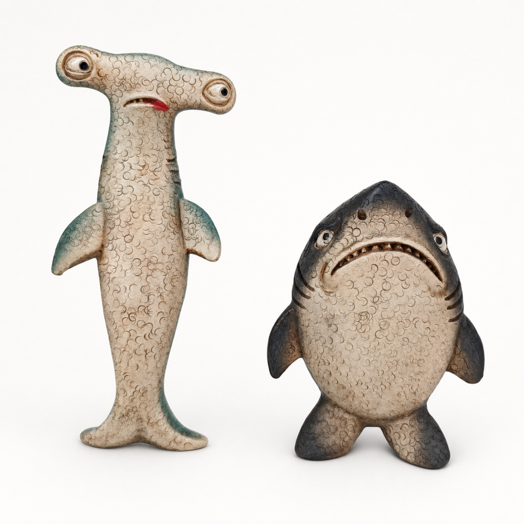 Grumplin – Weathered Coastal Shark Duo Figurine Set