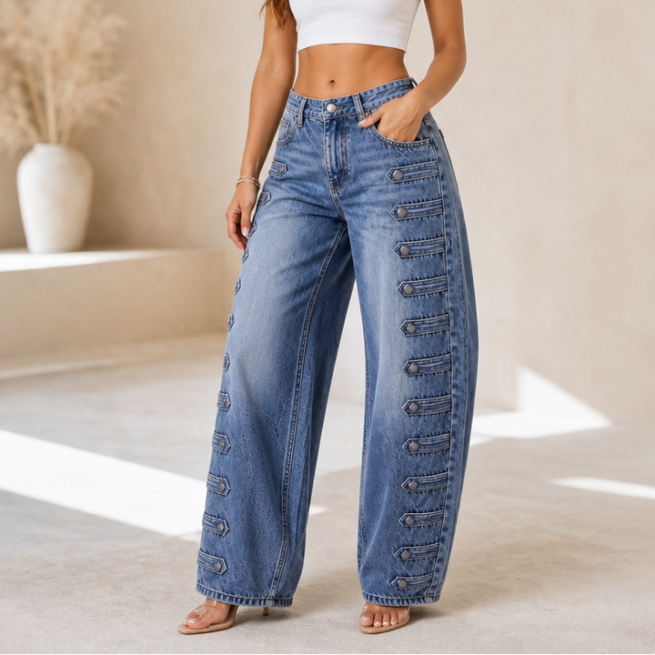 Buckleline – Side Buckle Wide-Leg Jeans