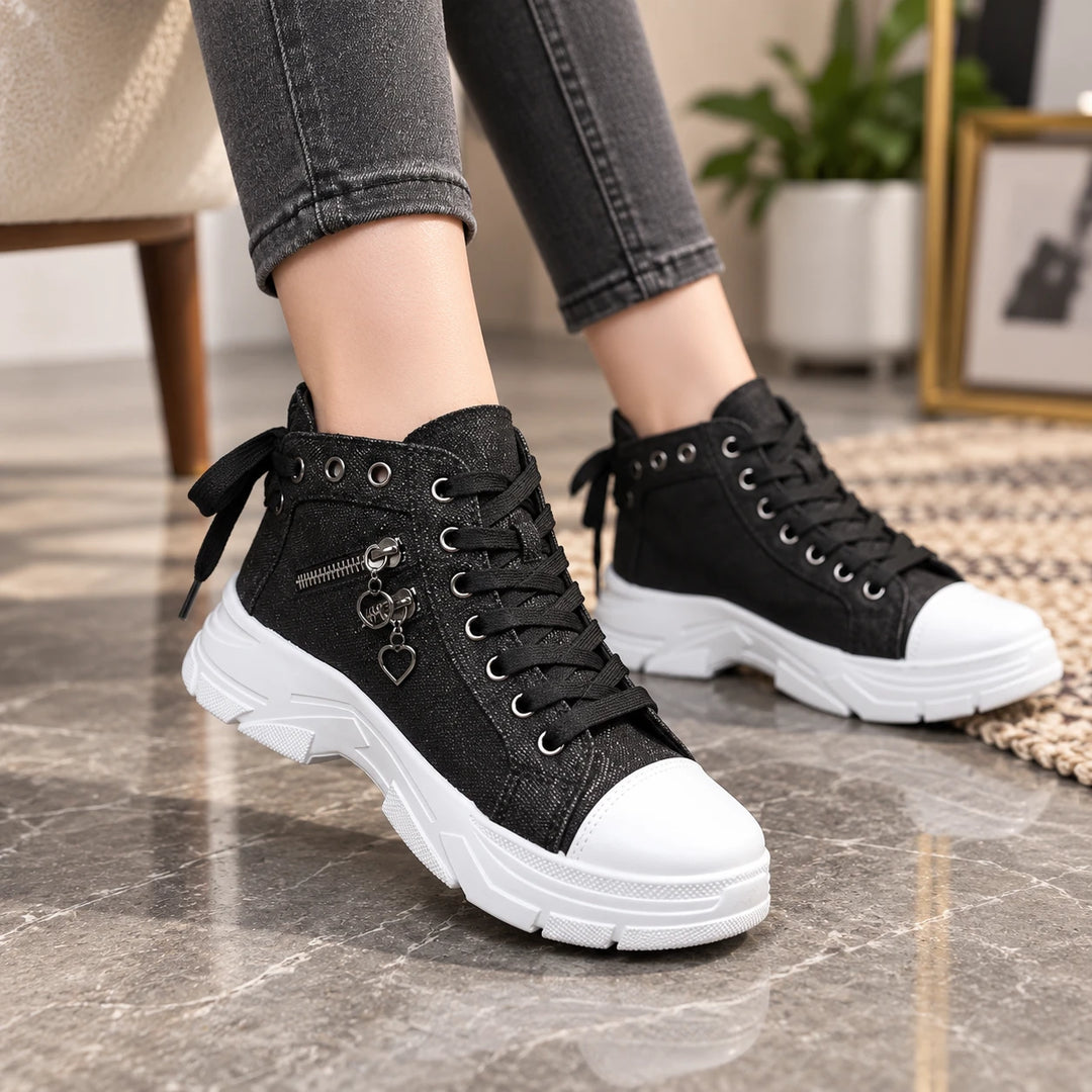 Breezara – Lace-Up Platform Sneaker Boots